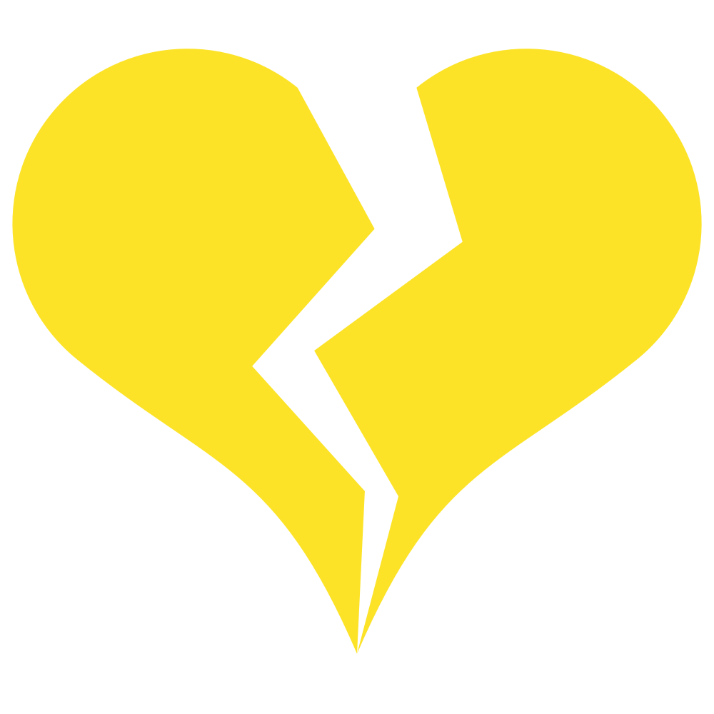 Coração amarelo partido