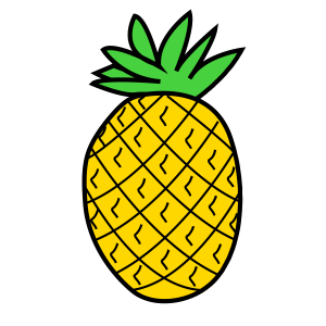 Desenho PNG Abacaxi, Abacaxi Amarelo e Verde, Desenho Fruta Amarela