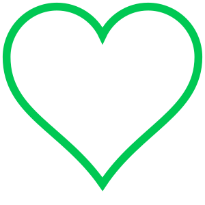 Desenhos de coração, contorno verde, fundo transparente