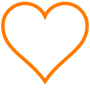 desenhos de coração, contorno laranja