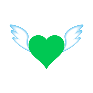 desenhos coração com asas, coração verde com asas