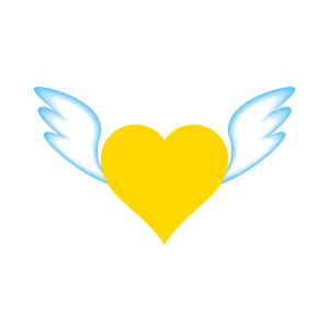 desenhos coração com asas, coração amarelo com asas