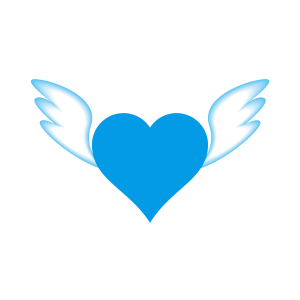 desenho coração azul, coração com asas png