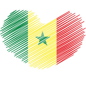 Bandeira do Senegal em Coração
