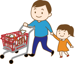 Pai e Filha com Carinho de Compras, Pai e Filha Juntos, Pai e Filha Gastando, Pai e Filha PNG