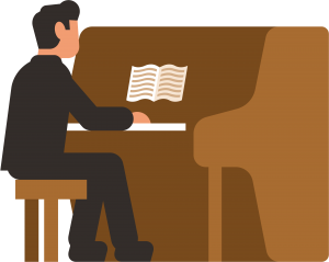 Homem Tocando Piano de Terno, Homem e Piano, Piano PNG, Instrumento Musical 