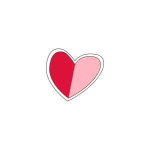 Coração meio a meio, Coração PNG, Corações PNG, Coração vermelho e rosa 