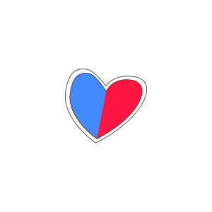 Coração PNG, Coração Metade Metade, Coração Azul e Vermelho 