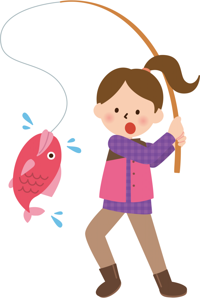 Desenho de pescadora pescando