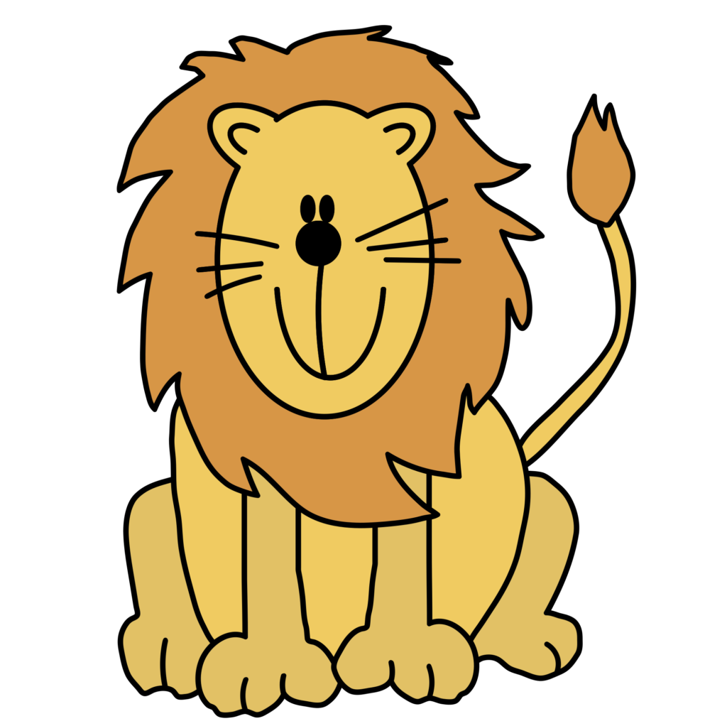 Desenho de um leão colorido