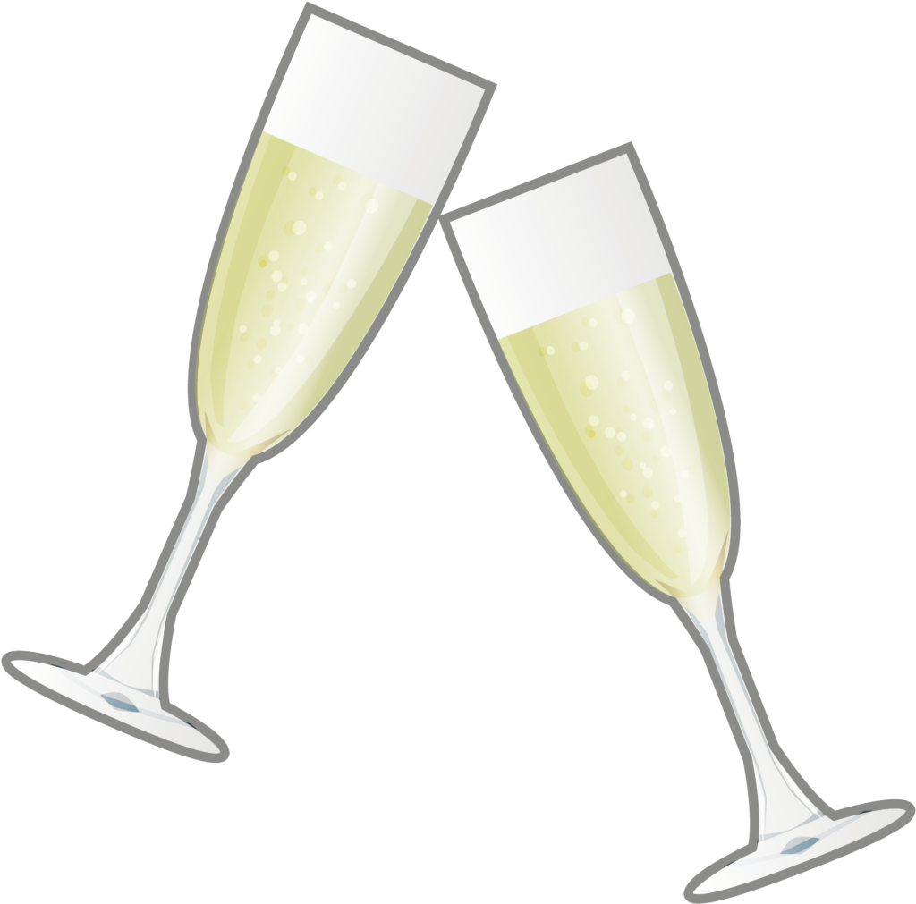 Desenho de duas taças com champanhe