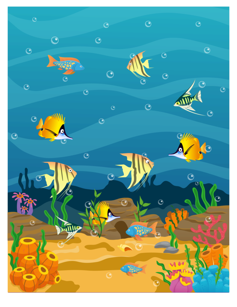 Desenho de peixes no aquário