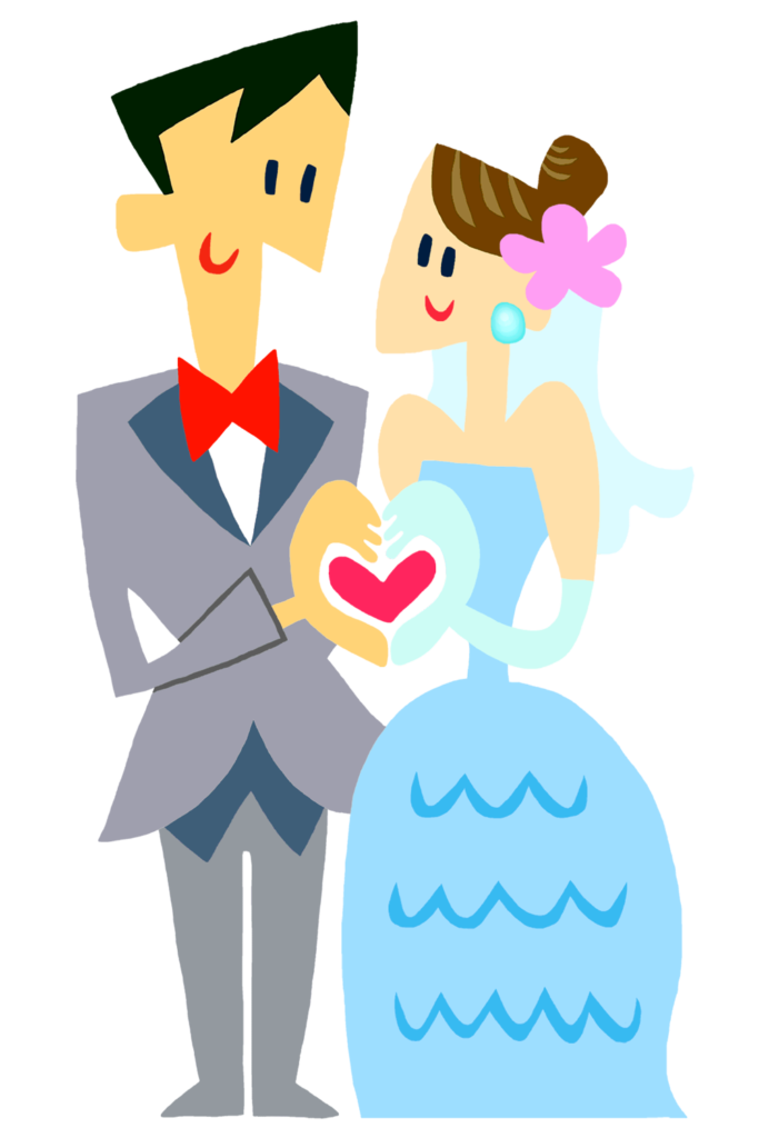 Desenho de um casal de noivos
