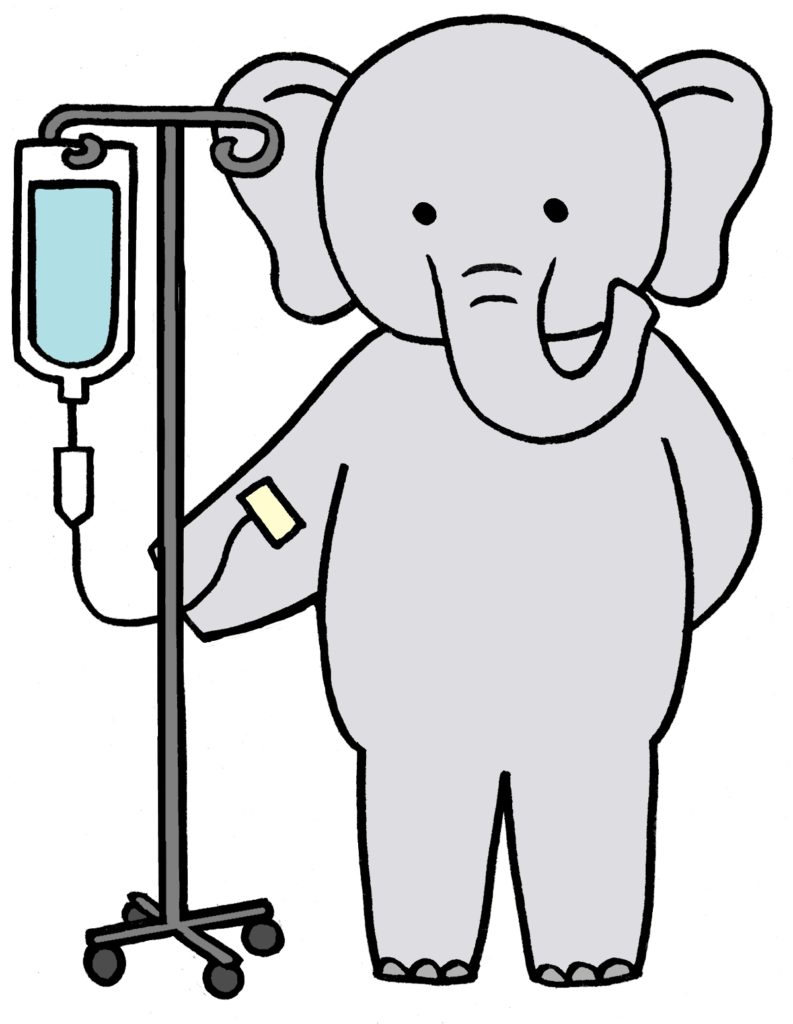 Desenho de um elefante doente