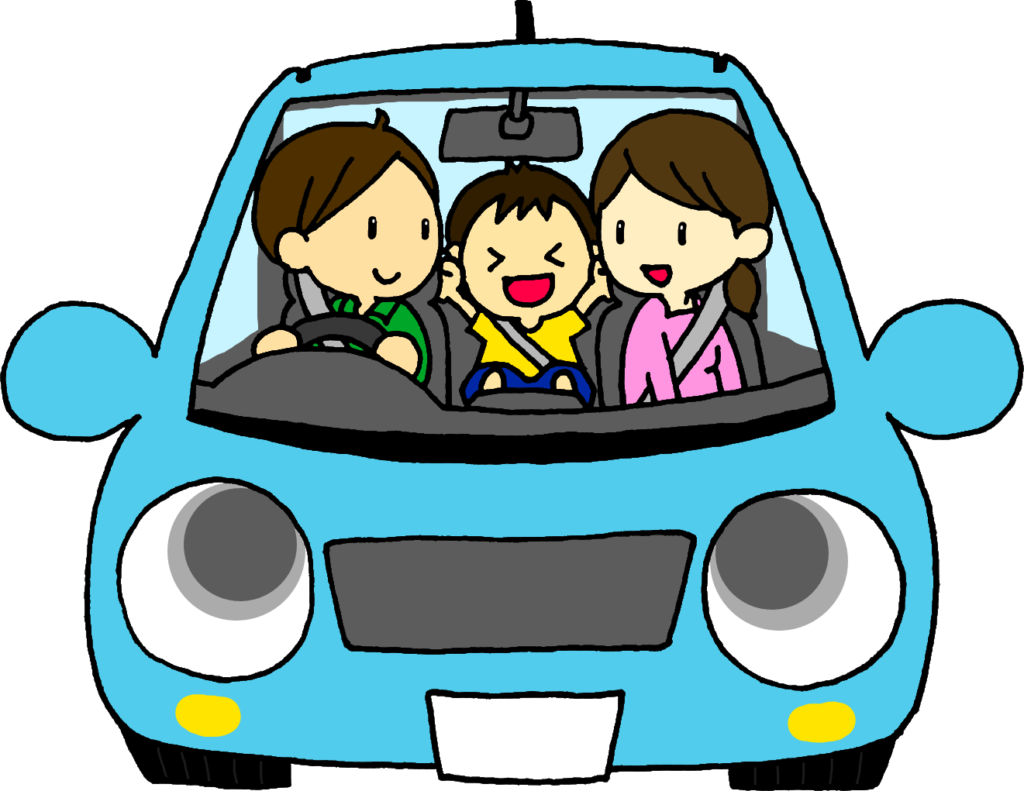 Desenho de uma família em um carro