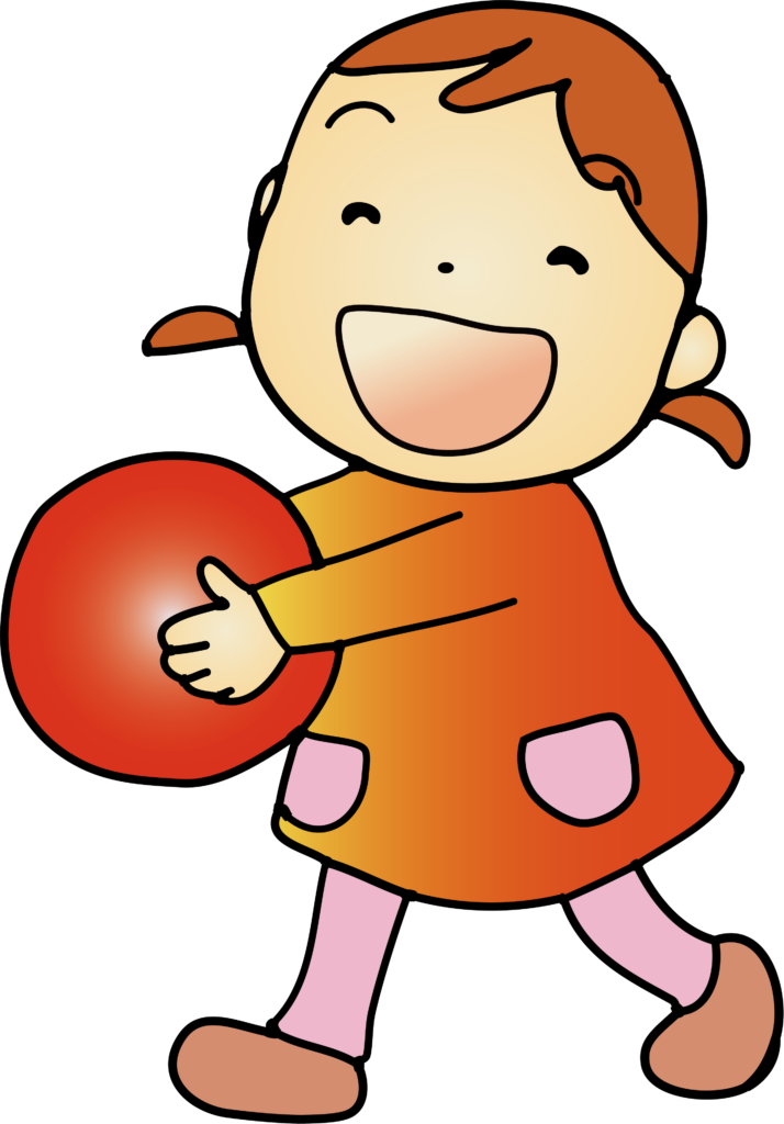 Desenho de uma menina segurando uma bola