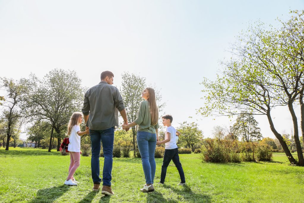 imagem de uma familia em um parque