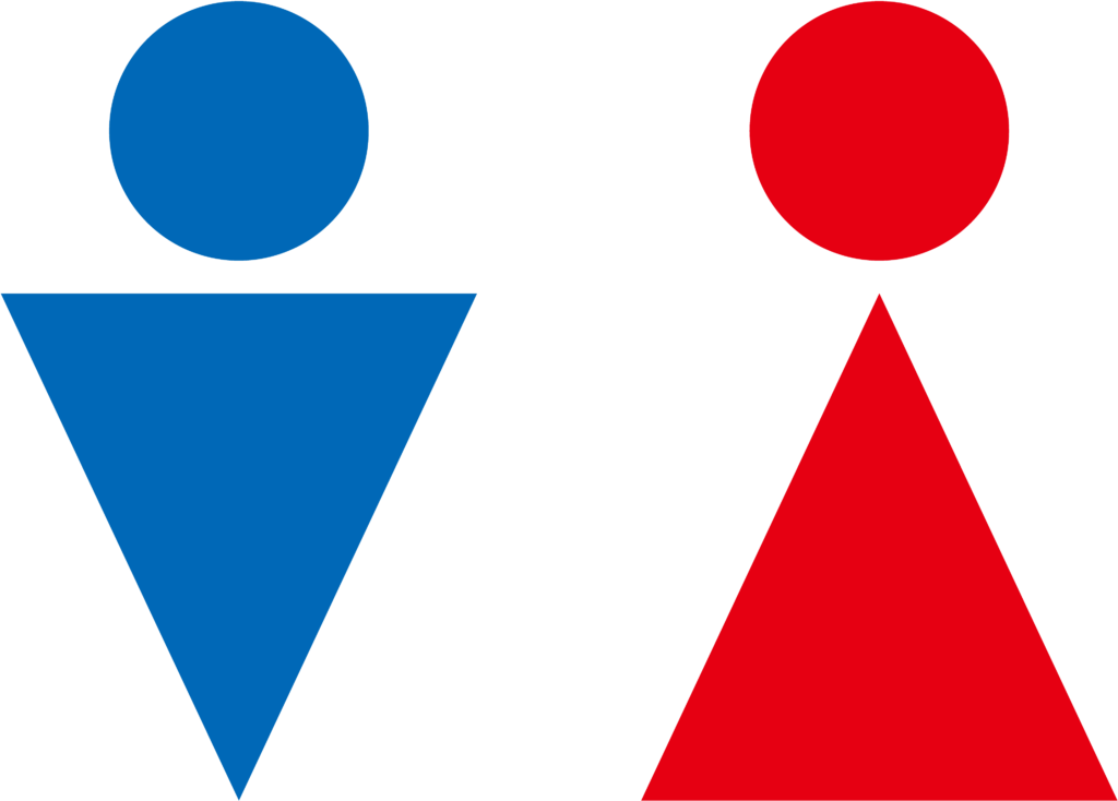 Símbolo de masculino e feminino para banheiros