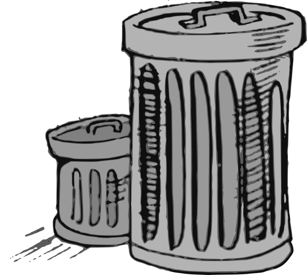 Desenho de duas latas de lixo
