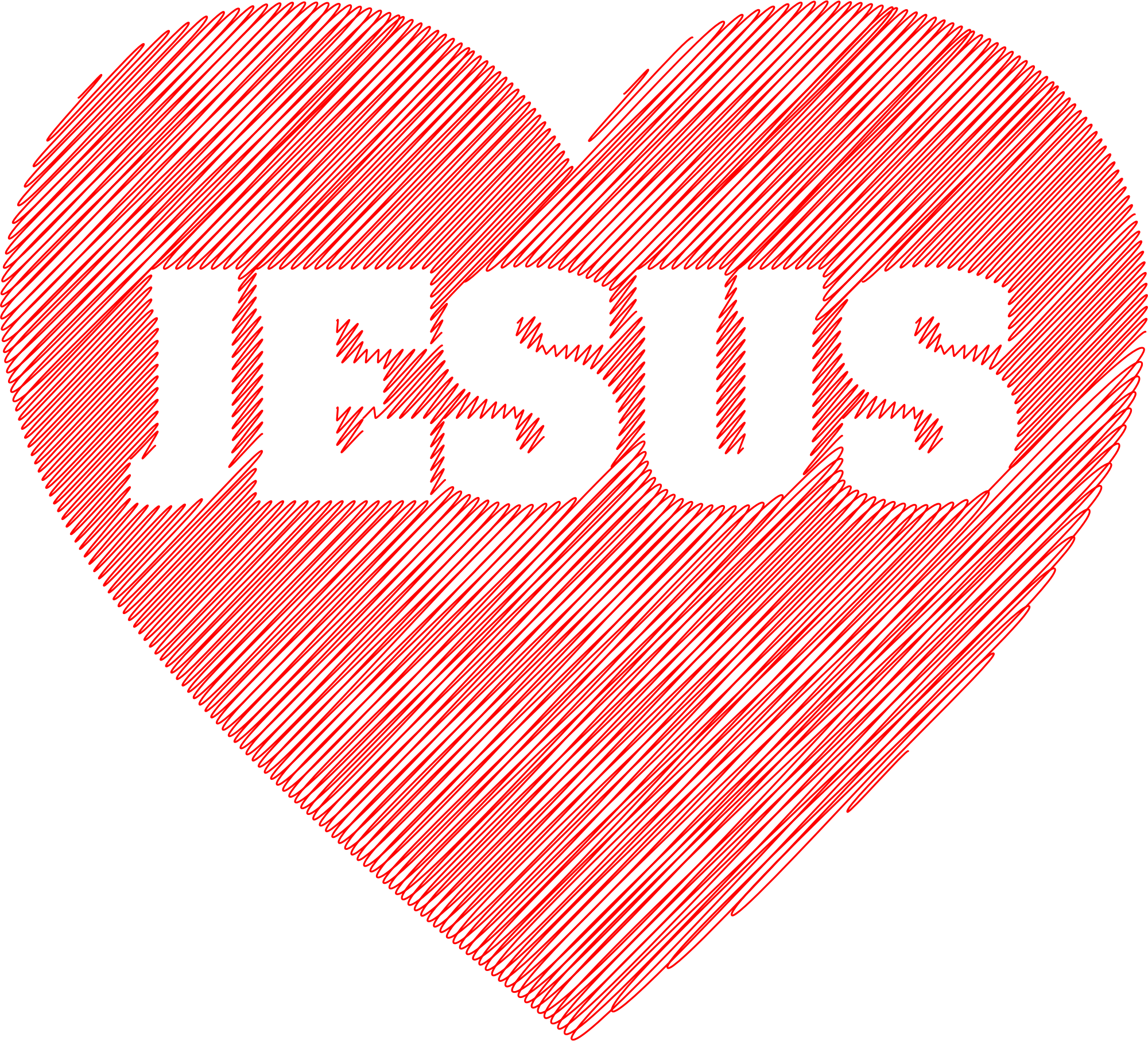 Desenho de um Coração com o nome de Jesus - Green PNG