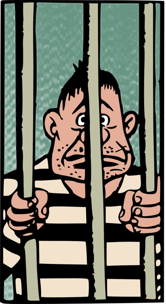 Desenho de um homem preso