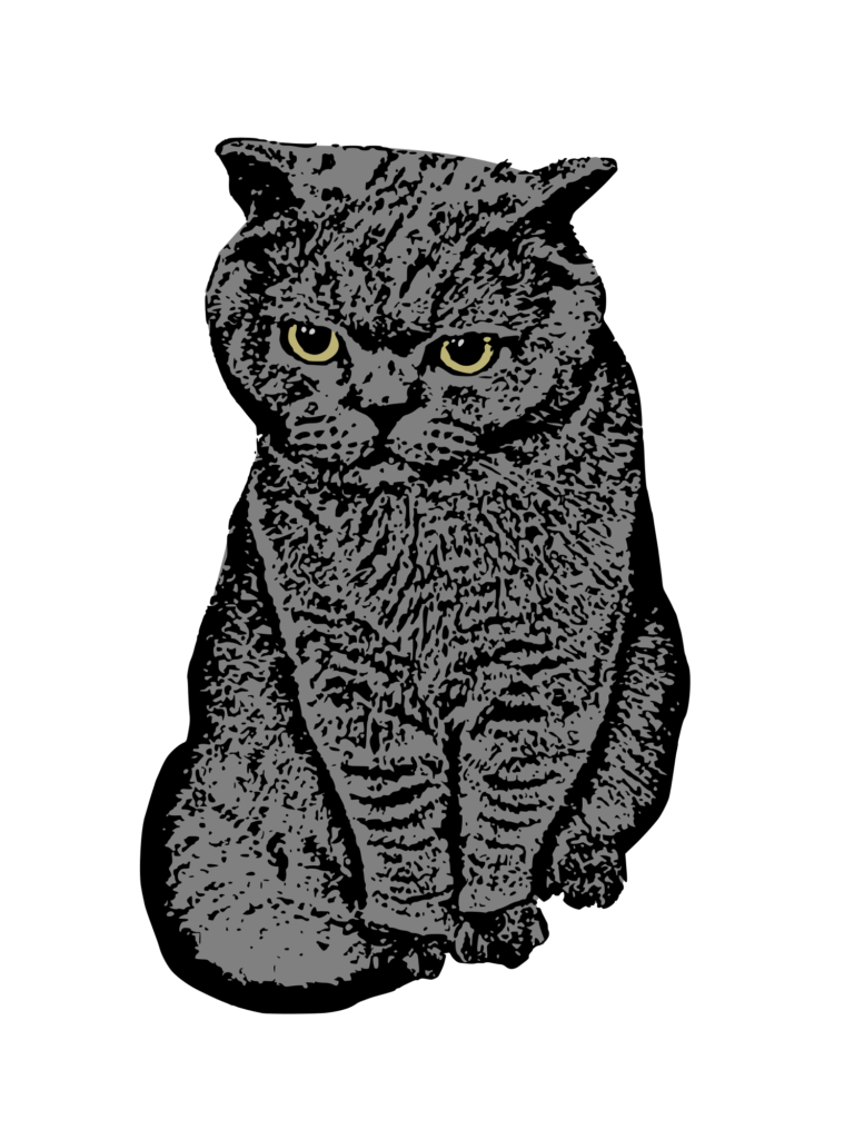 Desenho de um gato cinza