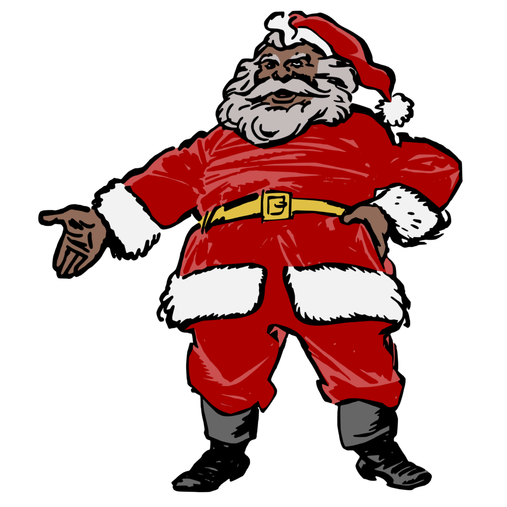 Desenho de um papai Noel negro