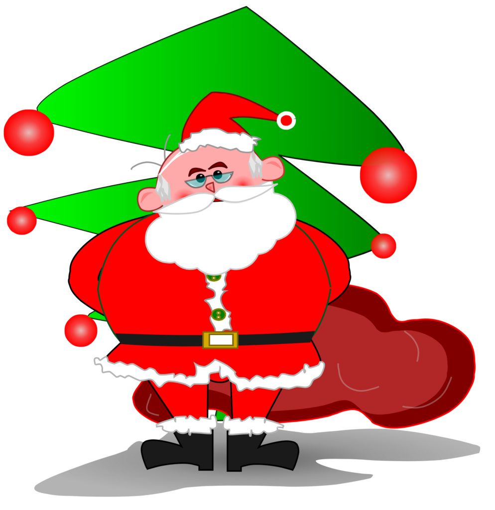 Desenho do papai Noel e 1 arvore de natal – Green PNG