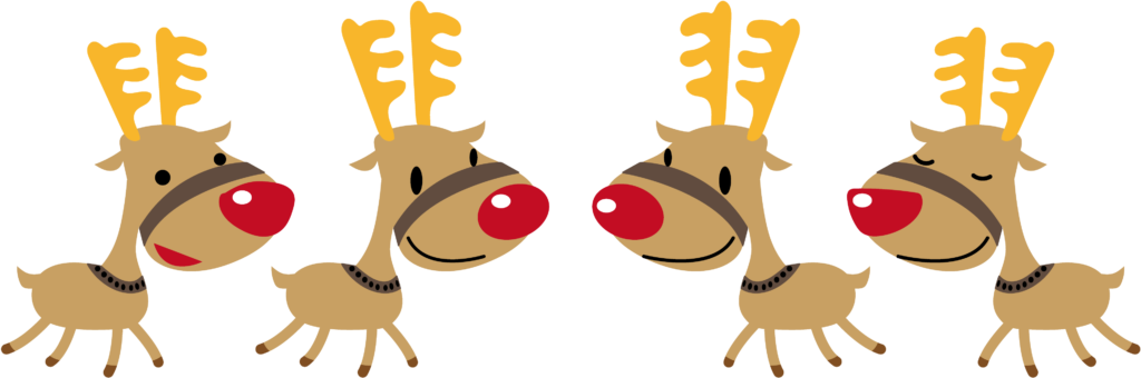 Desenho de 4 renas do Papai Noel