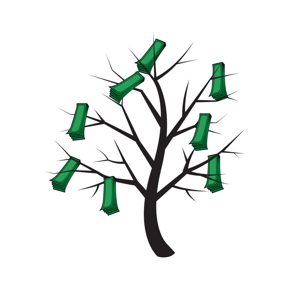 Desenho de dinheiro na árvore