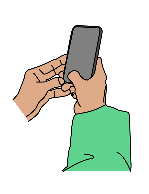 Desenho de uma pessoa mexendo no celular
