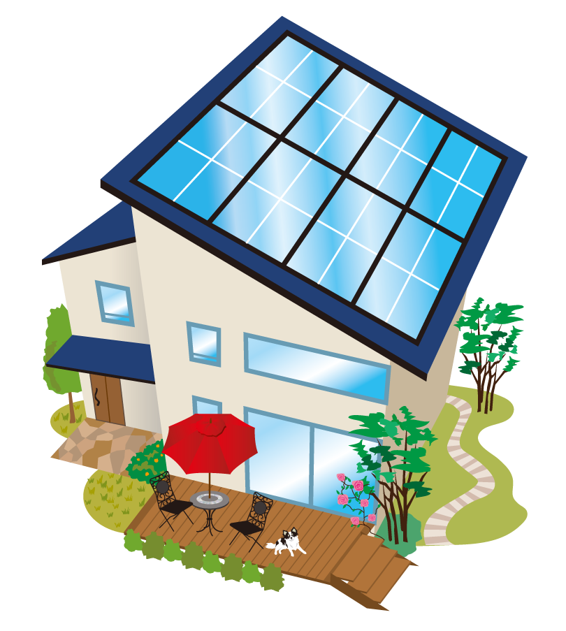 Desenho de uma casa com painel solar