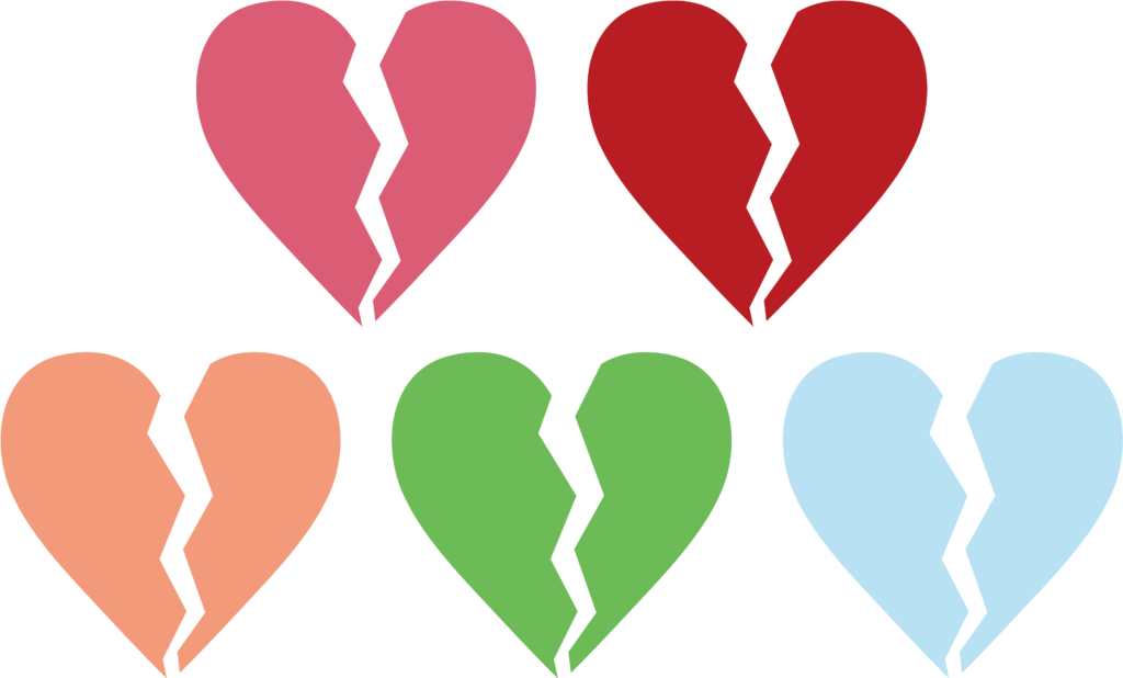 Desenhos de corações partidos