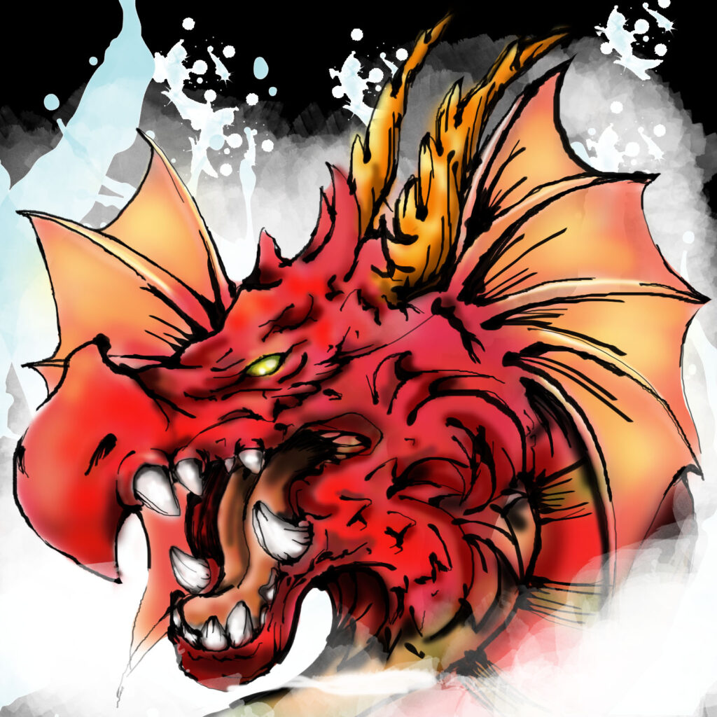 Desenho de um dragão medieval