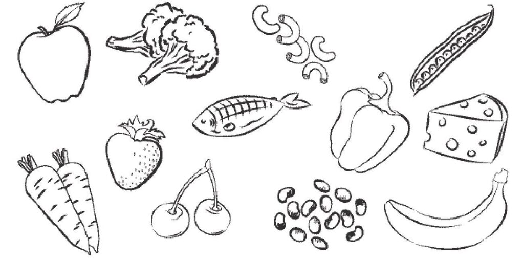 Alimentos saudáveis desenho