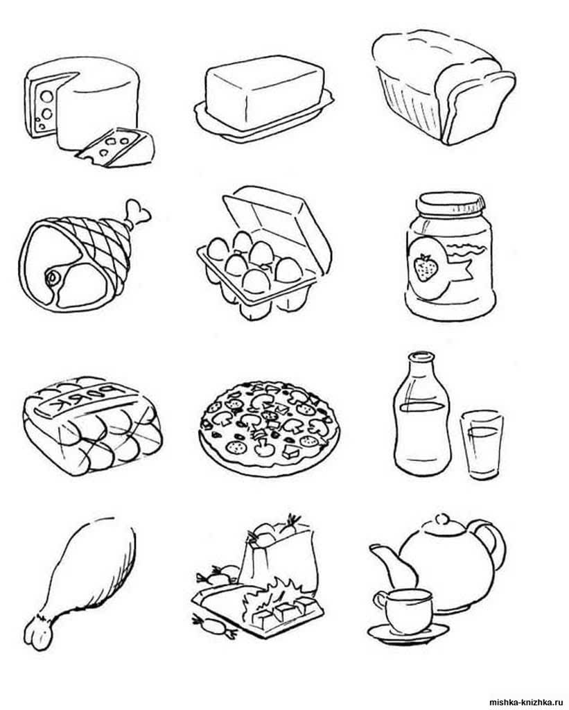 Desenho de alimentos para colorir