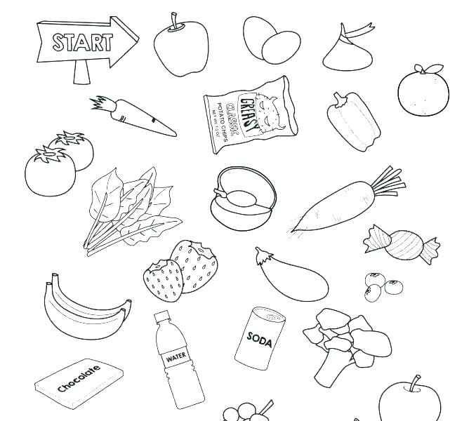 Desenho de alimentos saudáveis para imprimir