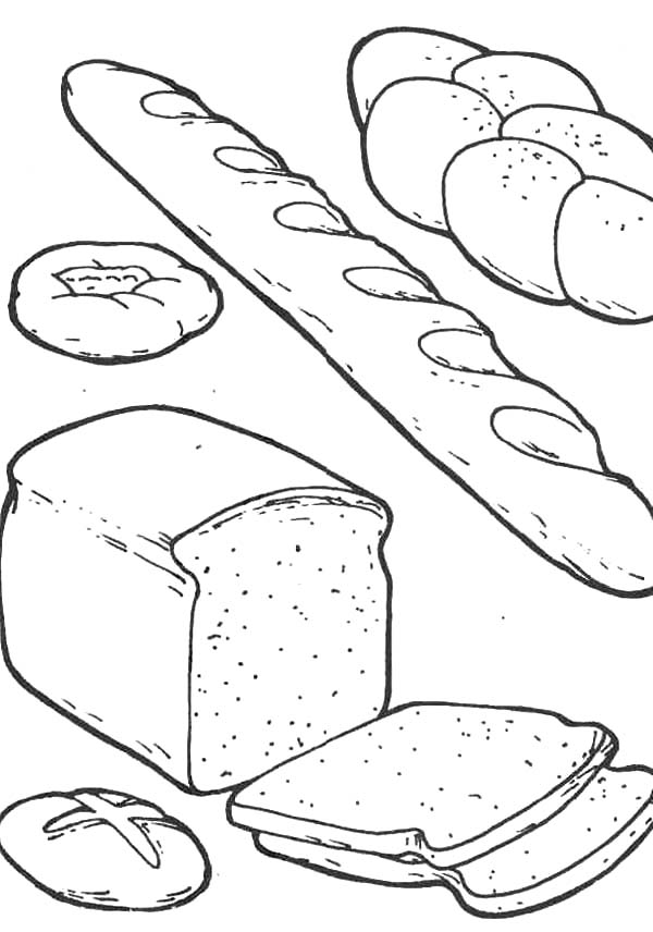 Desenho de pães para colorir