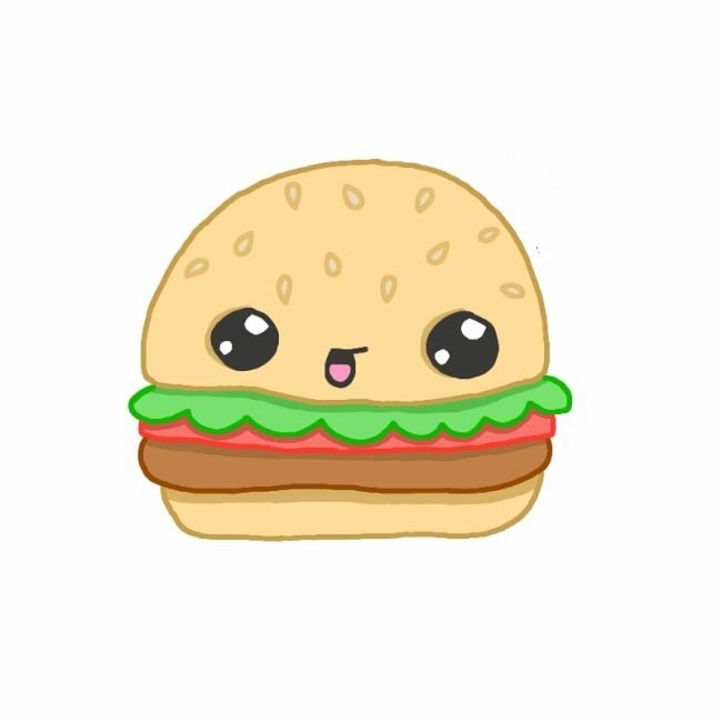 Adesivo Quadrado O hamburguer dos desenhos animados de Kawaii