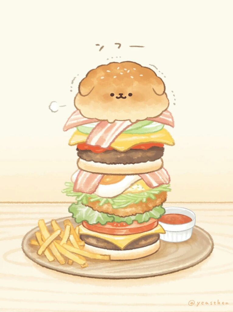 Desenho de um hambúrguer gigante