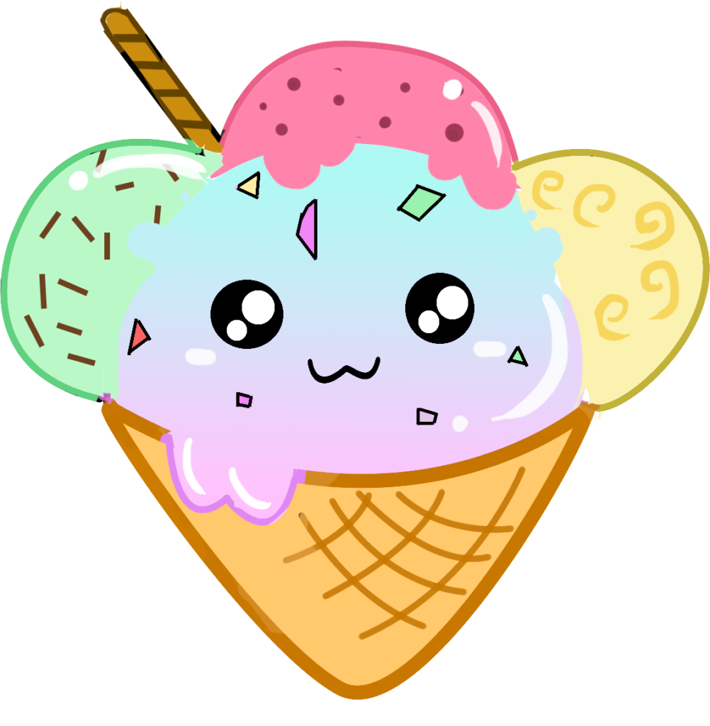 Desenho de casquinha de sorvete kawaii para colorir