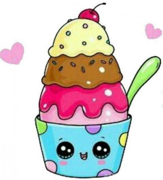 Desenho de um sorvete kawaii