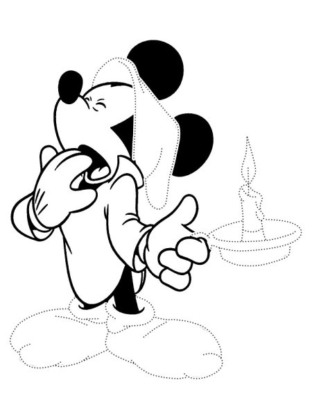 Desenho do Mickey com sono para colorir