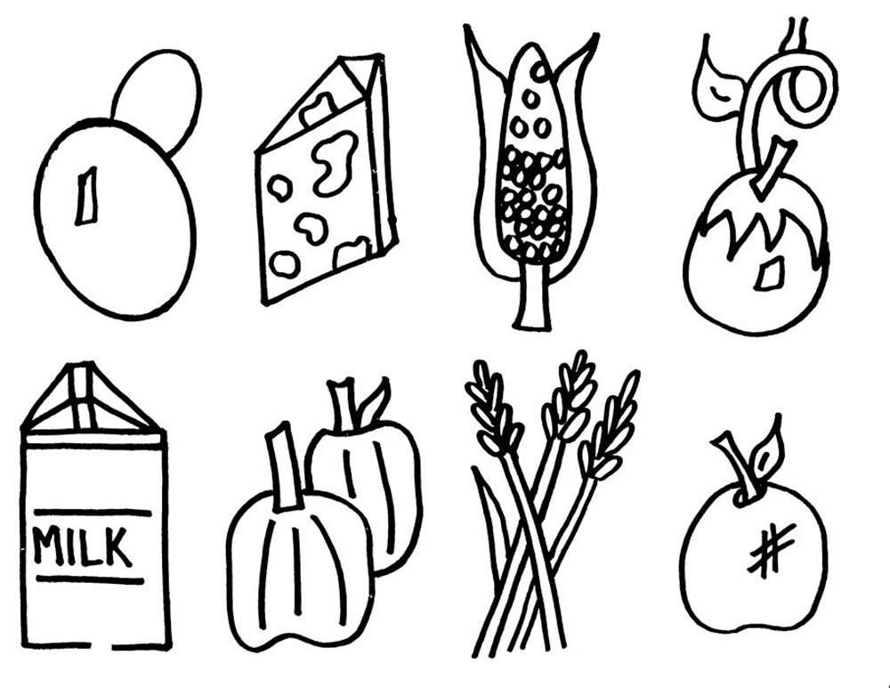 Desenhos de alimentos saudáveis para imprimir