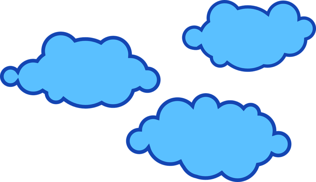 Desenho de 3 nuvens azuis