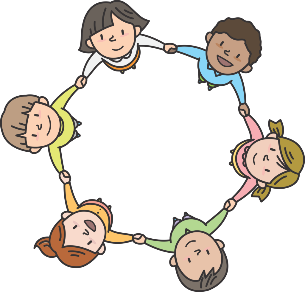 Desenho de crianças formando um circulo