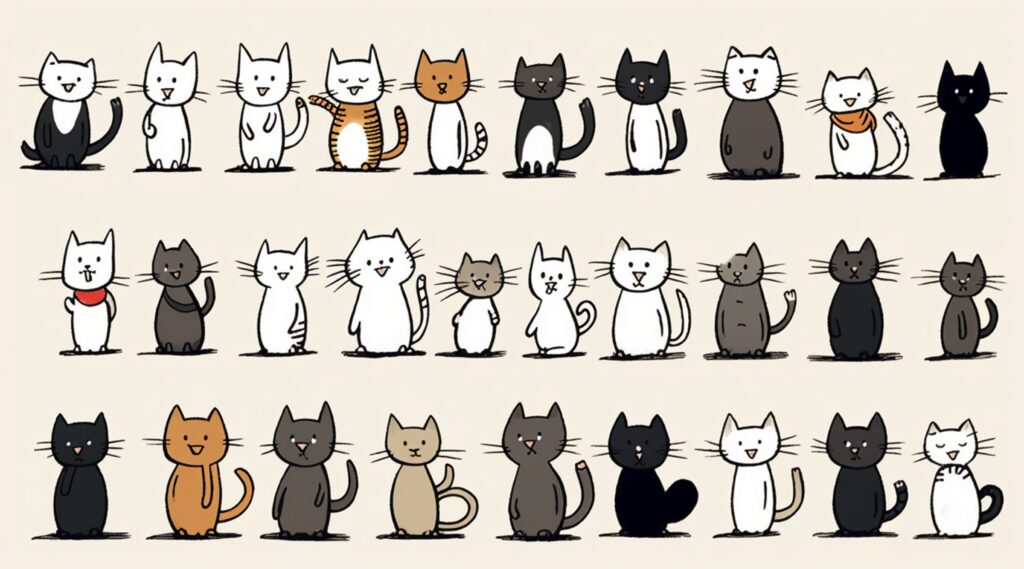 Desenho de muitos gatinhos