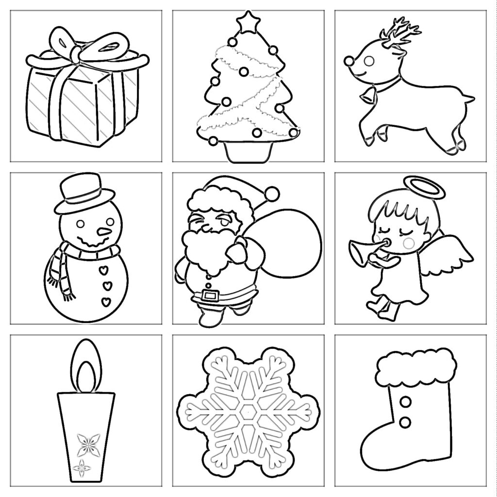 Desenhos para colorir de dispositivos de tela de natal kawaii