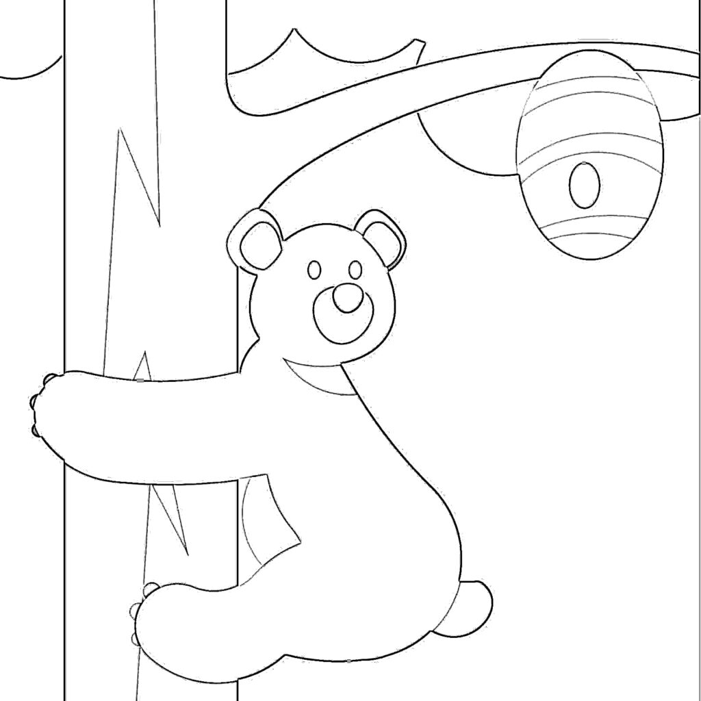 Desenho de Amigos de ursos e pássaros para colorir