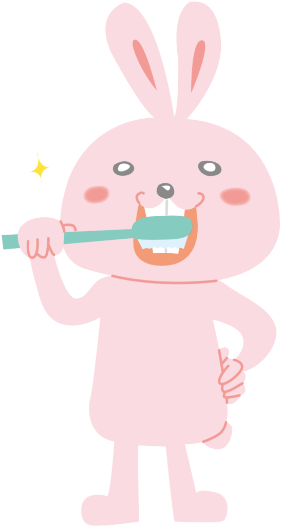 Coelhinho escovando os dentes